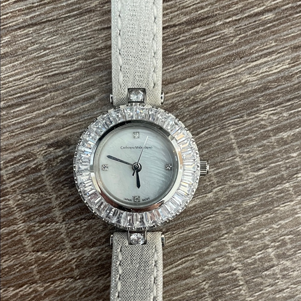 Catherine Malandrino Silver and White Watch w/ Crystals